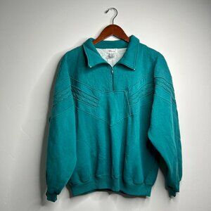 Teal quarter zip sweatshirt with a retro vibe size XL